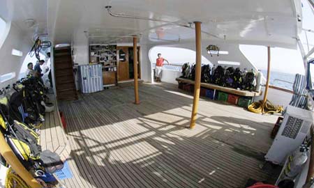 Dive Deck on M/Y Juliet Liveaboad Diving Motor Yacht in Sharm el Sheikh Egypt